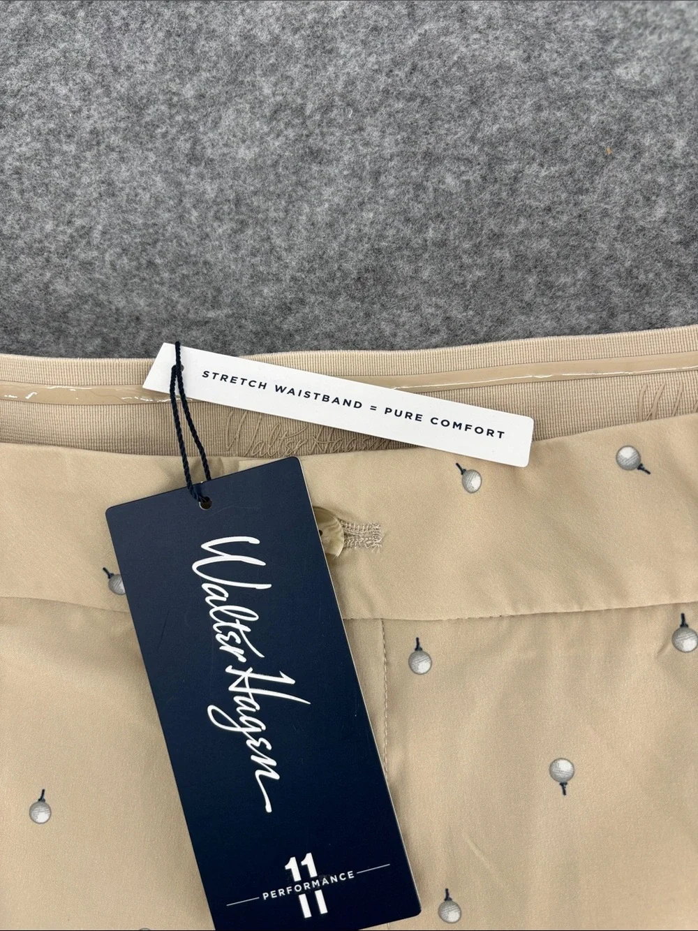 Walter Hagen P11 E waist retro golfball khaki cooling 4way stretch shorts NWT 42